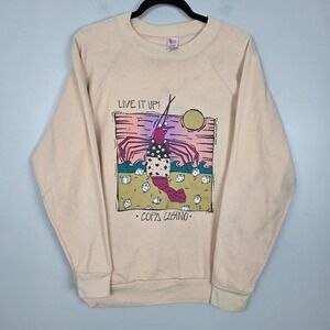 Vintage Copa Casino Lobster Graphic Sweatshirt Light Peach Made in USA Large 90s